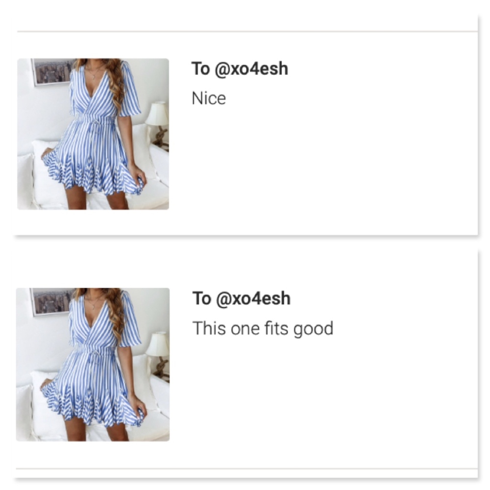 Striped Fit and Flare White & Blue Short Dress - Picture 8 of 8